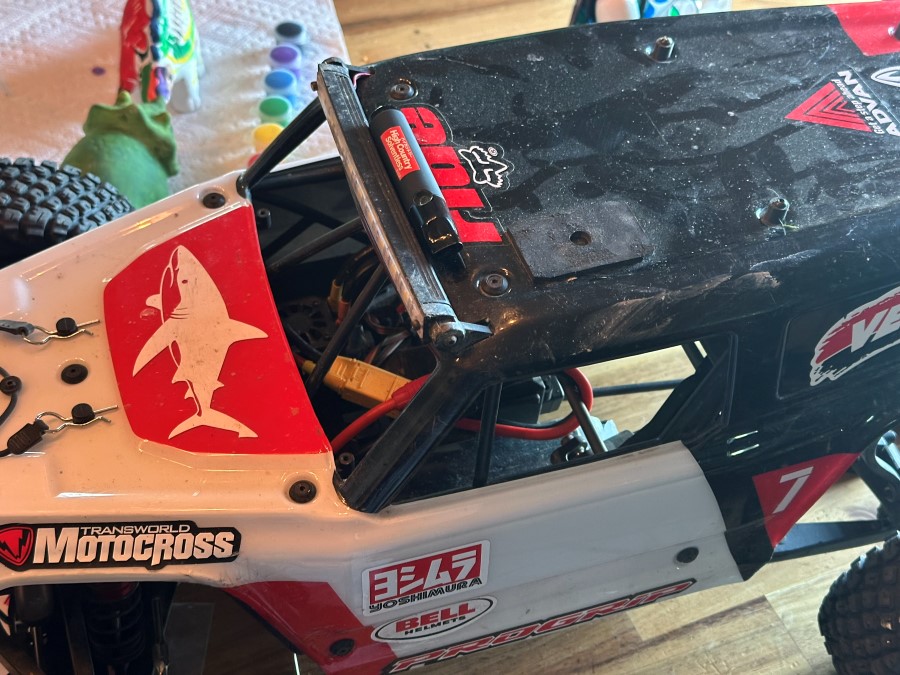Decal detail: shark panel, Transworld Motocross, Yoshimura, Bell Helmets
